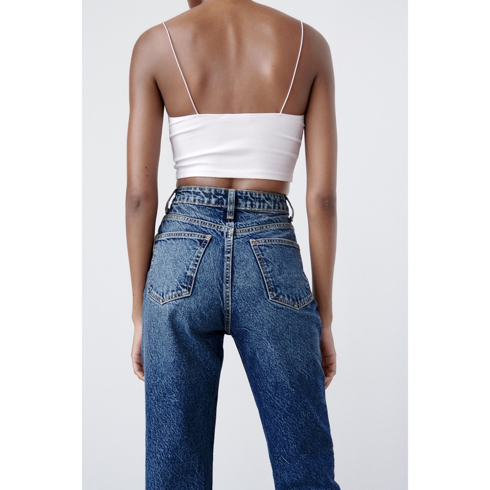 NWT Zara Mom Fit High Rise Ankle Length Jeans - Acid Wash